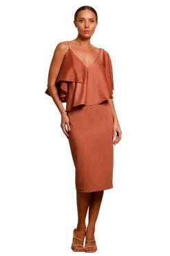 BUY IT PASDUCHAS Siren Drape Midi Dress (Cinnamon)