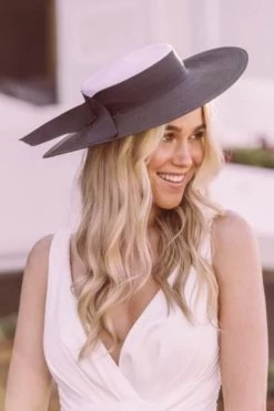 Hire MORGAN & TAYLOR Azaria Boater Hat (Black/ White) -Fashion Evening Dress Store 8 01f85966 6a46 41b7 abde 68743ee9fbd7