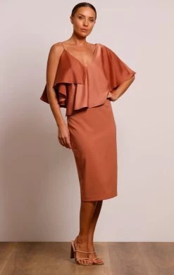 BUY IT PASDUCHAS Siren Drape Midi Dress (Cinnamon) -Fashion Evening Dress Store PD101221 Cinnamon 2 600x aed3e114 2a81 4d72 a5a2 212ad35ac6be 1