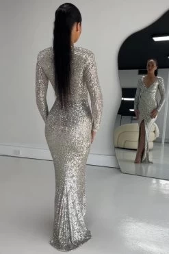 NOOKIE Selena Long Sleeve Gown (Silver) RRP $489 -Fashion Evening Dress Store USETHISFORWEBSITEPRODUCT 2023 05 30T121504.787