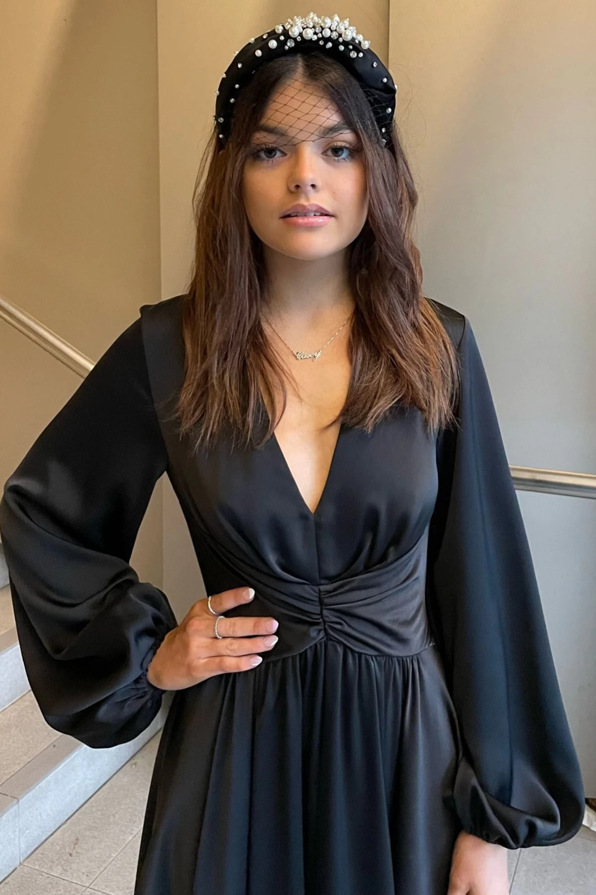 MORGAN & TAYLOR Naya Headpiece (Black/White) 4 MORGAN & TAYLOR Naya Headpiece (Black/White) - Image 2