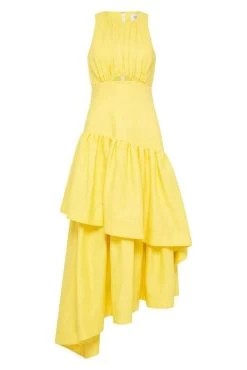 AJE Caliente Tiered Cut Out Dress (Daisy Yellow) - RRP $575 -Fashion Evening Dress Store aje caliente tiered cut out dress daisy yellow rrp 5 dress for a night 30753648