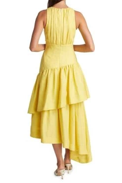 AJE Caliente Tiered Cut Out Dress (Daisy Yellow) - RRP $575 -Fashion Evening Dress Store aje caliente tiered cut out dress daisy yellow rrp 5 dress for a night 30753649