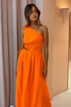 BY NICOLA Gabriella One Shoulder Midi Dress (Sunkissed Orange) -Fashion Evening Dress Store by nicola gabriella one shoulder midi dress sunkissed orange dress for a night 30754145 1