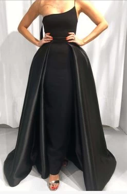 DRESS FOR A NIGHT Overskirt (Black Satin) - RRP $499