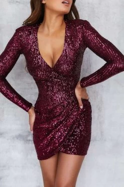 NOOKIE Fantasy Long Sleeve Mini Dress (Fuchsia Pink)- RRP $379 -Fashion Evening Dress Store nookie fantasy long sleeve mini dress fuchsia pink rrp 9 dress for a night 30755400