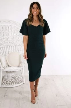 PASDUCHAS Marquise Midi Dress (Pine Green) - RRP $269 -Fashion Evening Dress Store pasduchas marquise midi dress pine green rrp 9 dress for a night 30756381 1