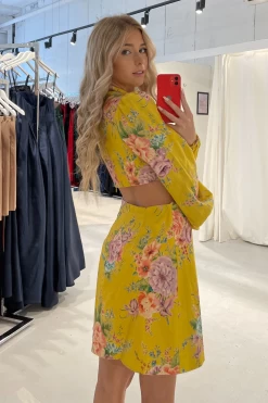 ZIMMERMANN Zinnia Bow Cut Out Short Dress (Yellow) - RRP $595 -Fashion Evening Dress Store zimmermann zinnia bow cut out short dress yellow rrp 5 dress for a night 30757085 1