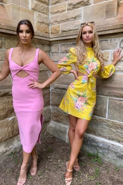 ZIMMERMANN Zinnia Bow Cut Out Short Dress (Yellow) - RRP $595 -Fashion Evening Dress Store zimmermann zinnia bow cut out short dress yellow rrp 5 dress for a night 30757087 1